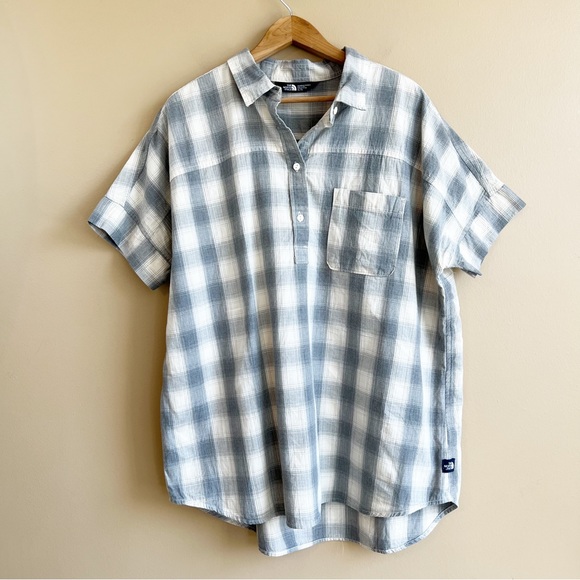 NORTH FACE Plaid Tanami Popover Top Shirt Size XL Short Sleeve - Picture 2 of 10